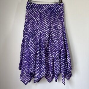 Chicos Midi Skirt Asymmetrical Handkerchief Hem Purple Indie Coastal Medium 1